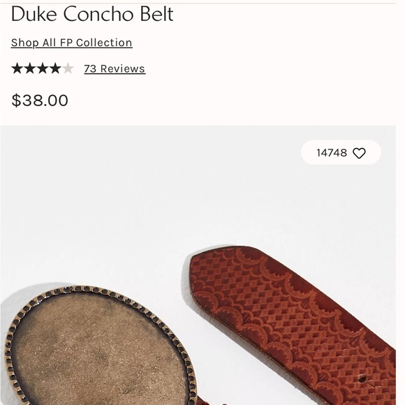 We The Free Cognac Belt with Gold Buckle - Picture 2 of 5